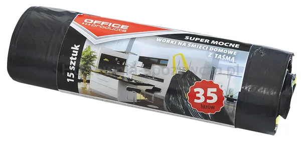 Worki Na Śmieci Domowe Z Taśmą  (Ldpe)35l 15Szt., Czarne