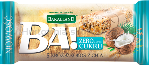 Bakalland Ba! Baton 5 Zbóż Kokos  Chia 30G 