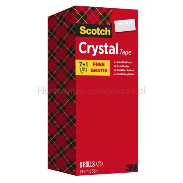 Taśma biurowa SCOTCH® Crystal (6-1933R8), 19mm, 33m, 7szt., 1 rolka GRATIS - 4