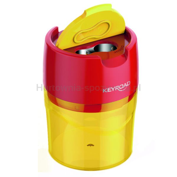 Temperówka metalowa KEYROAD Robby, podwójna, z pojemnikiem, blister, mix kolorów - 5