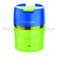 Temperówka metalowa KEYROAD Robby, podwójna, z pojemnikiem, blister, mix kolorów - 3
