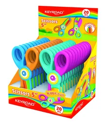 Nożyczki Szkolne Keyroad, 5", Kiddy-Cut, Plastikowe, Pakowane Na Displayu, Mix Kolorów