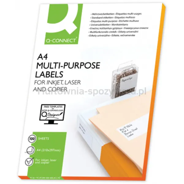 Q-Connect Etykiety uniwersalne 105x42,3mm, prostokątne, białe 100 ark. 