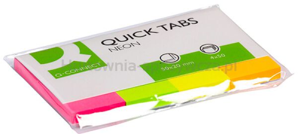 Q-Connect Zakładki indeksujące papier, 20x50mm, 4x50 kart., mix kolorów 