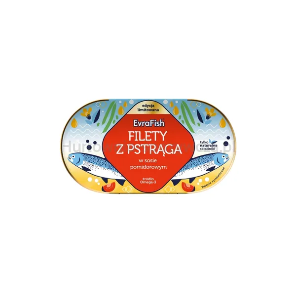 EVRAFISH Pstrąg w sosie pomidorowym z ogórkiem i papryką 170g