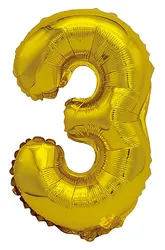 Balon foliowy PARTY GO, cyfra 3, 80cm, złoty