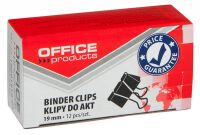 Klipy do dokumentów OFFICE PRODUCTS, 19mm, 12szt., czarne