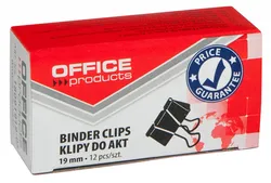 Klipy Do Dokumentów Office Products, 19Mm, 12Szt., Czarne