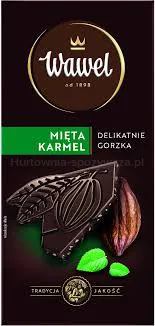 Wawel Czekolada Premium Delikatnie Gorzka Mięta Karmel 90g