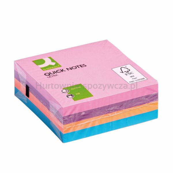Q-Connect Kostka samoprzylepna 76x76mm, 1x320 kart., mix kolorów  - 2