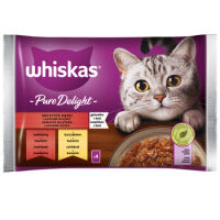 Whiskas Pure Delight Soczyste Kąski Galaretka Z Wołowiną I Z Kurczakiem 340 G (4X85 G)