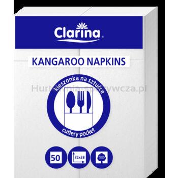 Serwetki Kangurki 38X32 50szt białe Clarina