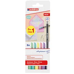 Edding Pisak z cienką końcówką e-12001 mm, 6 szt., blister, mix kolorów 