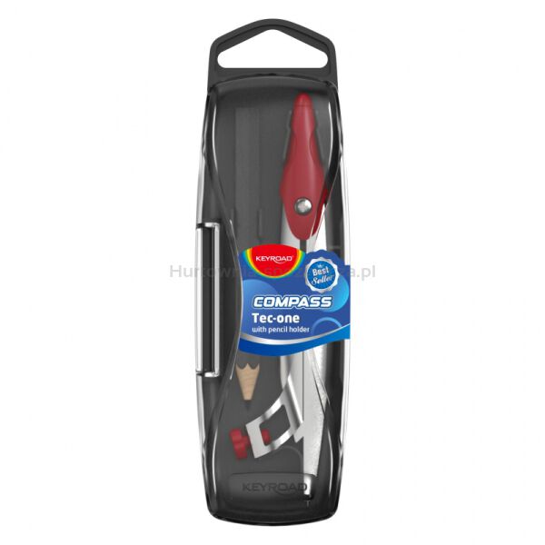 Cyrkiel metalowy KEYROAD, w etui, z ołówkiem, pakowany w display, mix kolorów - 4