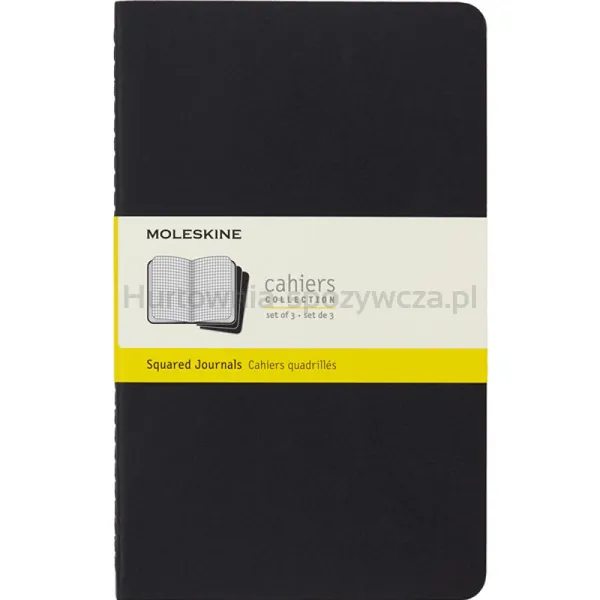 Zestaw 3 Zeszytów MOLESKINE Cahier Journals L (13x21cm) w kratkę, 80 strony, czarny