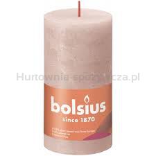 Bolsius Świeca pieńkowa rustic 130/68 Shine mglisty róż