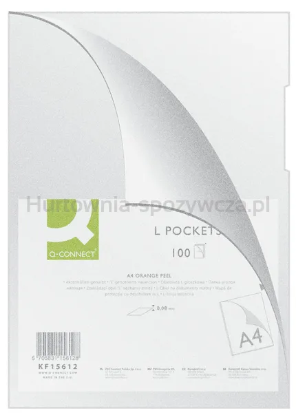Q-Connect Obwoluta typu L, PP, A4, groszkowa, 80mikr., 100szt., transparentna 