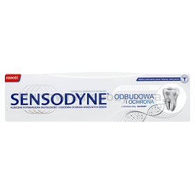 Sensodyne Odbudowa I Ochrona Whitening Pasta Wybielająca Z Fluorem Do Nadwrażliwych Zębów, Wyrób Medyczny, Technologia Novamin, 75 Ml