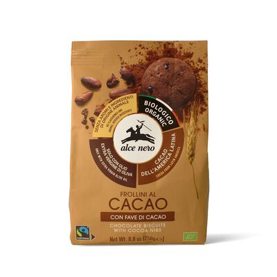 Alce Nero Ciastka Kakaowe Z Ziarnami Kakao Fair Trade Bio 250 G [BIO]