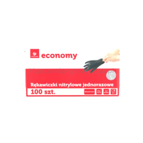 Transgourmet Economy Rękawiczki nitrylowe czarne rozmiar L 100szt.