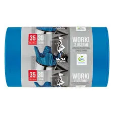 Anna Zaradna Worki na Śmieci z uszami ldpe 35L 30szt. niebieskie