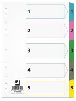 Q-Connect Przekładki Mylar, karton, A4, 225x297mm, 1-5, 5 kart, lam. indeks, mix kolorów [BIURO]