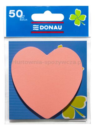 Donau Bloczek Samoprzylepny 1x50 kart., serduszko, zawieszka, jasnoróżowy [BIURO]