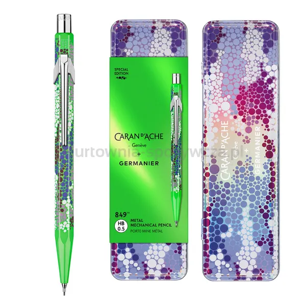 Ołówek mechaniczny CARAN D'ACHE 844 Germanier, 0,5mm, w pudełku, zielony neonowy