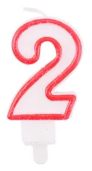Świeczka PARTY GO, cyfra 2, 9cm, biało-czerwona