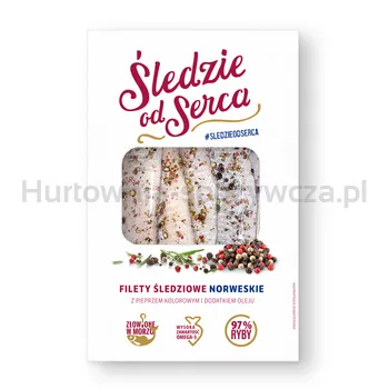 Śledzie Od Serca Filety Śledziowe Norweskie Z Pieprzem Kolorowym Z Dodatkiem Oleju 200 G