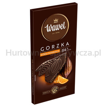 Wawel Czekolada Premium Gorzka 64% cocoa Skórka z pomarańczy 90g