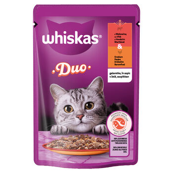 Whiskas Duo Saszetka Galaretka Z Wołowiną I Z Drobiem 85 G