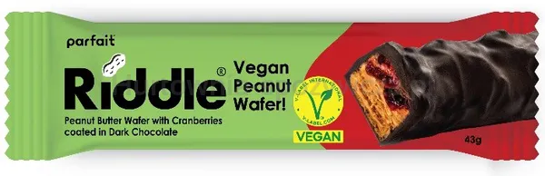 Wegański baton z masłem orzechowym i żurawiną w ciemnej czekoladzie 43 g