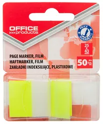 Zakładki Indeksujące Office Products, Pp, 25X43Mm, 1X50 Kart., Blister, Żółte