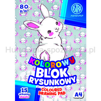 Astra Blok kolorowy barwiony w masie ASTRAPAP A4 80g 15 ark ;BS;Rabbit;