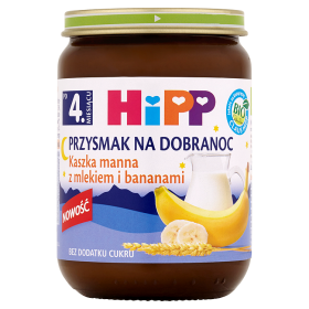 Hipp Bio Przysmak Na Dobranoc Kaszka Manna Z Mlekiem I Bananami Po 4. Miesiącu 190 G