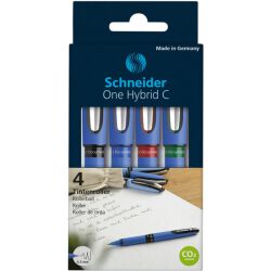 Schneider Pióro kulkowe ONE Hybrid C 0,3 mm, 4 szt., pudełko z zawieszką, mix kolorów 
