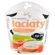 Łaciaty Serek Śmietankowy Puszysty z łoSosiem i koperkiem Łaciaty 150g