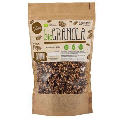 Granola Z Kakao Bez Dodatku Cukrów Bezglutenowa Bio 320 G - Papagrin [BIO]