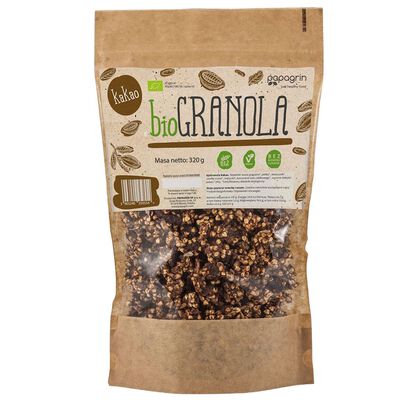 Papagrin Granola Z Kakao Bez Dodatku Cukrów Bezglutenowa Bio 320 G [BIO]