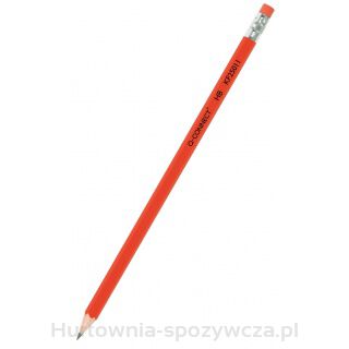 Ołówek Drewniany Z Gumką Q-Connect Hb, Lakierowany, Czerwony