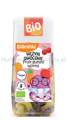 Biominki Wężyki Owocowe Bez Żelatyny Bezglutenowe Bio 100 G [BIO]