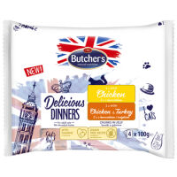 Butcher's Delicious Dinners Cat 2X Z Kurczakiem 2X Z Kurczakiem I Indykiem Kawałki W Galaretce 4X100G