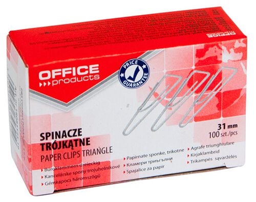 Office Products Spinacze trójkątne 31mm, 100szt., srebrne [BIURO]