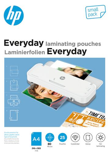 Hp EverydayFolie laminacyjneA4, 80 mic, 25 szt., przezroczyste/połysk [BIURO]