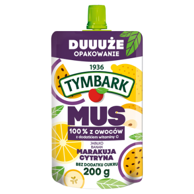 Tymbark Mus 100% Jabłko Banan Marakuja Cytryna 200 G