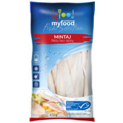 Myfood Msc Mintaj (Theragra Chalcogramma) Filety Bez Skóry, Produkt Głęboko Mrożony, Rozmiar: 120-170 G, Glazura: 10%, 450 G/500 G