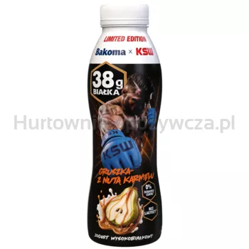Bakoma & KSW Jogurt pitny gruszka z nutą karmelu z wysoką zawartością białka 380g