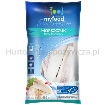 Myfood Morszczuk (Merluccius Productus) Filety Bez Skóry, Produkt Głęboko Mrożony, Rozmiar: 120-170 G, Glazura: 10%, 450/500 G