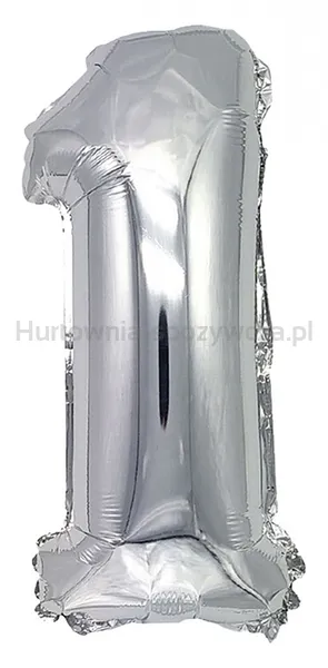 Balon foliowy PARTY GO, cyfra 1, 80cm, srebrny